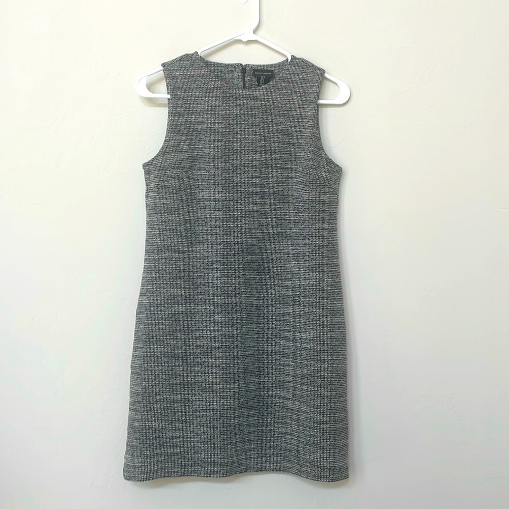 Black & White Sleeveless Tweed Shift Dress